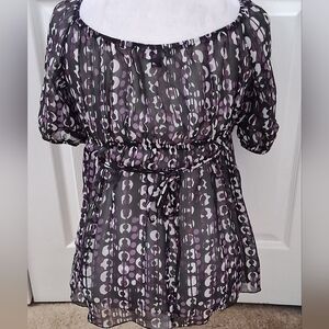BCX Black & Purple Empire Waist Top.    Size M